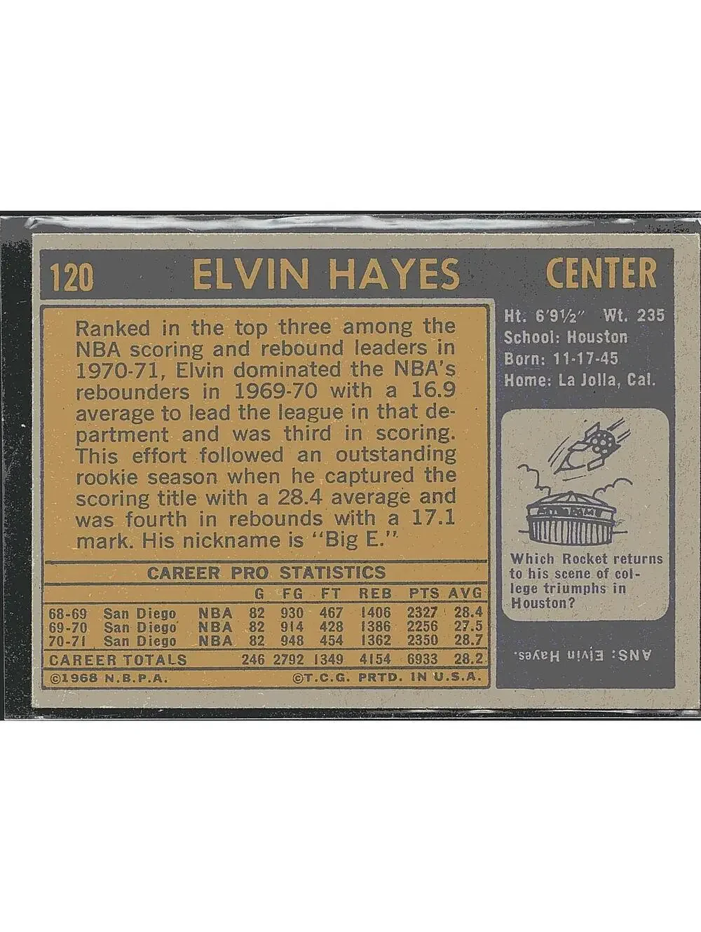1971-72 Topps #120 Elvin Hayes HAND SIGNED